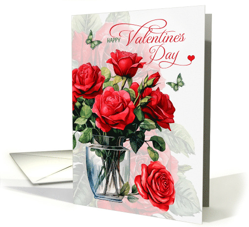 for Wife Romantic Valentine's Day Vase of Red Roses and... (1901918)