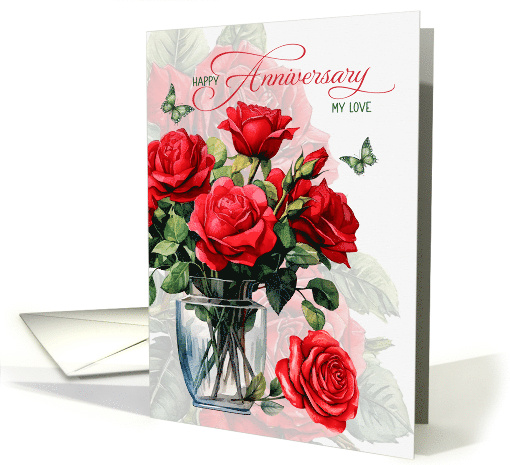 for Husband Romantic Anniversary Vase of Red Roses and... (1902416)