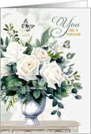 Cancer Remission Cancer Free Elegant White Roses card