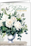 Retirement Congratulations White Roses and Butterflies card
