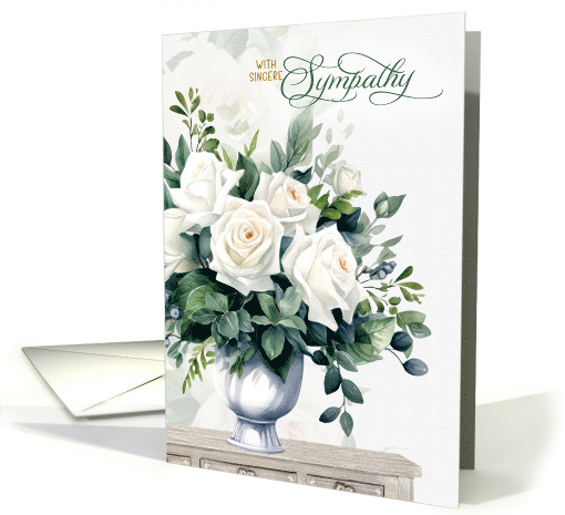 Sympathy White Roses and Butterflies card (1904412)