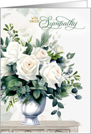 Sympathy White Roses and Butterflies card