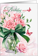 for Sister’s June Birthday Pink Roses with Butterflies card