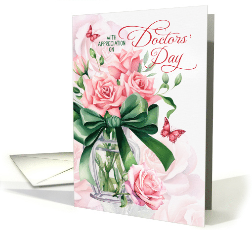 Doctors' Day Pink Roses with Butterflies card (1907016)