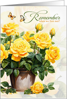 First Met Anniversary Pot of Yellow Roses card