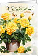 Vow Renewal Congratulations Pot of Yellow Roses card