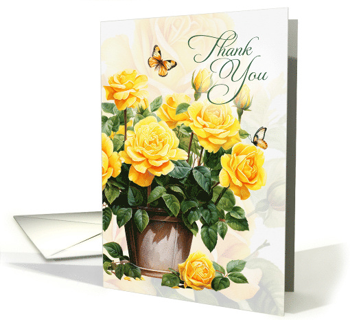 Thank You Pot of Yellow Roses Blank card (1908330)