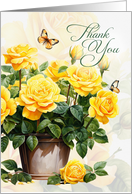 Thank You Pot of Yellow Roses Blank card