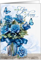 Give me Away Request Bridal Party Vase of Blue Roses card