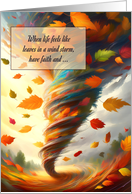 Encouragment Leaves in a Wind Storm Have Faith card