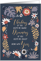 Love and Romance Botanical on Gray Sentimental Message card