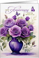 Sister and Brother in Law Wedding Anniversary Purple Roses card