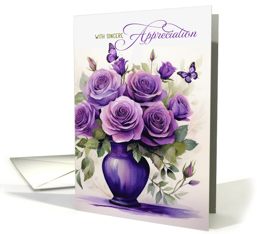 Thank You Purple Roses and Butterflies Blank Inside card (1915128)