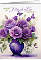Cancer Free Anniversary Purple Roses and Butterflies card
