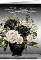 Loss of a Grandmother Sympathy Vase of Black and White Roses card