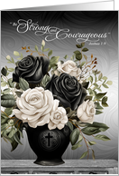 Christian Sympathy Vase of Black and White Roses Scripture card