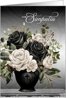 Italian Sympathy Vase of Black and White Roses card