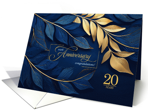 TWENTY Year Business Anniversary Navy Blue Botanicals card (1918096)