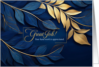 Great Job Employee Appreciation Navy Blue Botanical Theme card