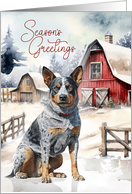 Australian Cattle Dog Season’s Greetings Red Barn on a Farm card