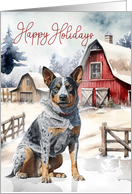 Australian Cattle Dog Happy Holidays Red Barn on a Farm card
