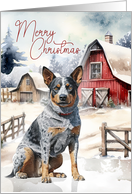 Australian Cattle Dog Merry Christmas Red Barn on a Farm card