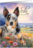 Encouragement Australian Cattle Dog in a Mountain Field of Wildflowers card