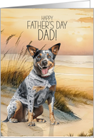 Father’s Day Australian Cattle Dog Sunset Beach Cove card