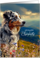 Sympathy Australian Shepherd Dog Mountain Field of Wildflowers card