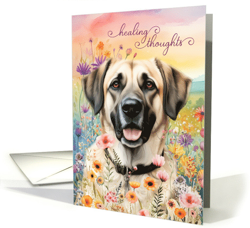 Get Well Anatolian Shepherd Dog in a Field of Wildflowers card