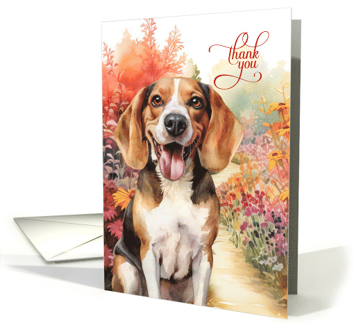 Thank You Beagle Dog Colorful Garden Path card (1921042)