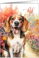 Thank You Beagle Dog Colorful Garden Path card