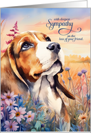 Sympathy Beagle Dog in a Wildflower Meadow card