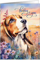 Thinking of You Beagle Dog in a Wildflower Meadow card