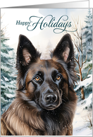 Belgian Tervuren Shepherd Dog Happy Holidays Woodland Forest card