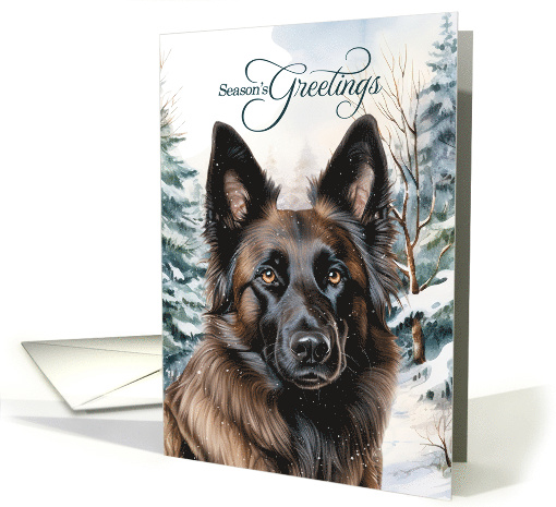 Belgian Tervuren Shepherd Dog Season's Greetings Woodland Forest card