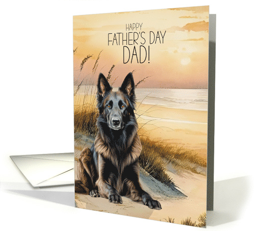 Father's Day Belgian Tervuren Shepherd Dog Beach Cove card (1921754)