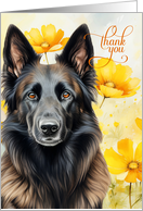 Thank You Belgian Tervuren Shepherd Dog and Golden Poppies card