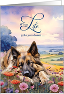 Encouragment Belgian Tervuren Shepherd Dog in a Field of Wildflowers card