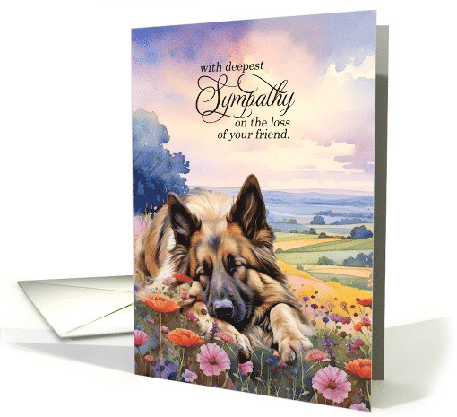 Pet Sympathy Belgian Tervuren Shepherd Dog Field of Wildflowers card