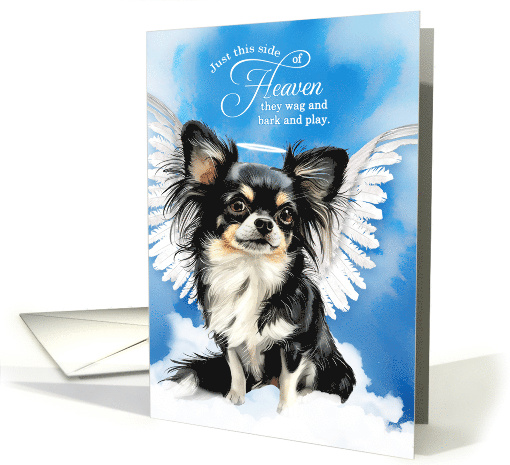Pet Sympathy Loss of a Dog Black Tan Long Coat Chihuahua Angel card