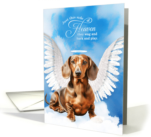Pet Sympathy Loss of a Dog Red Tan Smooth Dachshund Angel card