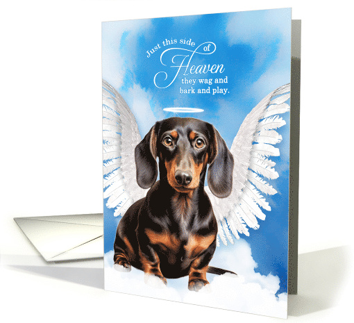 Pet Sympathy Loss of a Dog Black Red Smooth Dachshund Angel card