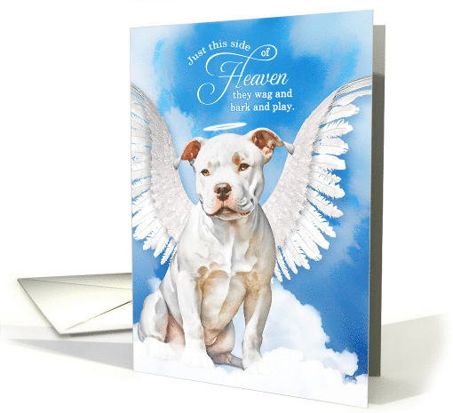 Pet Sympathy Loss of a Dog White Pit Bull Angel card (1926480)
