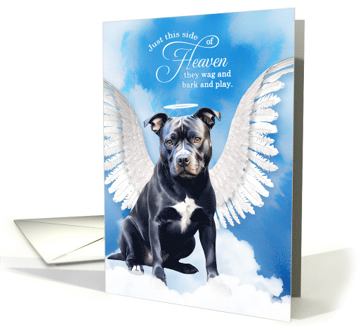 Pet Sympathy Loss of a Dog Black and White Pit Bull Angel card