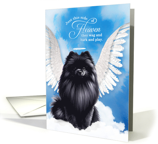 Pet Sympathy Loss of a Dog Black Pomeranian Angel card (1927214)