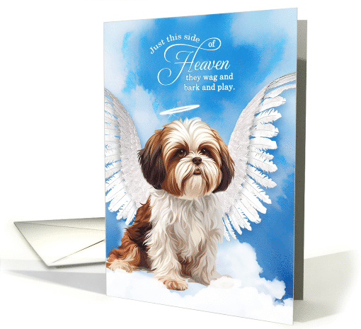 Pet Sympathy Loss of a Dog Gold and White Shih Tzu Angel card
