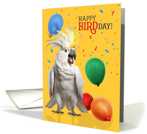 Funny Cockatoo Parrot Birthday Humor with Balloons card (1932078)