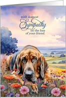 Pet Sympathy Bloodhound Dog in a Field of Wildflowers card