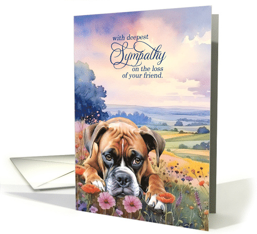 Sympathy Boxer Dog in a Field of Wildflowers card (1935876)